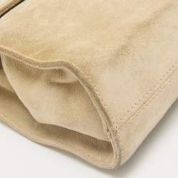 Salvatore Ferragamo Beige Suede Flap Crossbody Bag