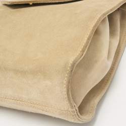 Salvatore Ferragamo Beige Suede Flap Crossbody Bag