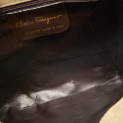 Salvatore Ferragamo Beige Suede Flap Crossbody Bag