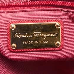 Salvatore Ferragamo Red/Orange Leather and Nylon Vara Bow Tote