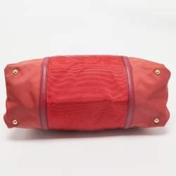 Salvatore Ferragamo Red/Orange Leather and Nylon Vara Bow Tote