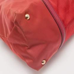 Salvatore Ferragamo Red/Orange Leather and Nylon Vara Bow Tote