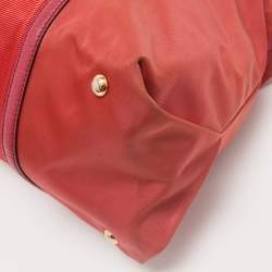 Salvatore Ferragamo Red/Orange Leather and Nylon Vara Bow Tote