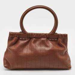 Salvatore Ferragamo Brown Leather Stitched Tote