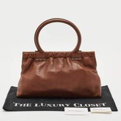 Salvatore Ferragamo Brown Leather Stitched Tote