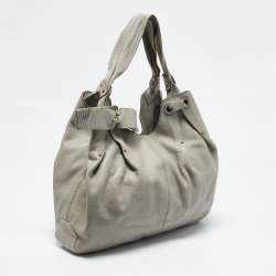 Salvatore Ferragamo Grey Leather Bow Hobo