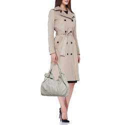Salvatore Ferragamo Grey Leather Bow Hobo