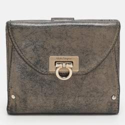 Salvatore Ferragamo Metallic Leather Classic Mediterraneo French Wallet