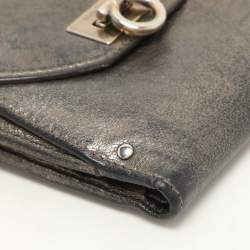 Salvatore Ferragamo Metallic Leather Classic Mediterraneo French Wallet