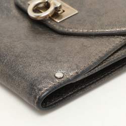 Salvatore Ferragamo Metallic Leather Classic Mediterraneo French Wallet
