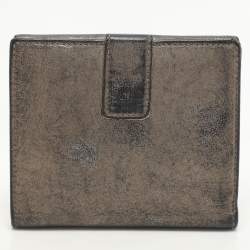 Salvatore Ferragamo Metallic Leather Classic Mediterraneo French Wallet