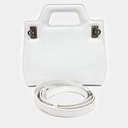 Salvatore Ferragamo White Leather Wanda Mini Tote 