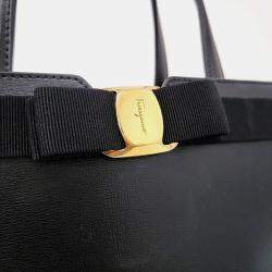 Salvatore Ferragamo Black Leather Bara tote and shoulder bag