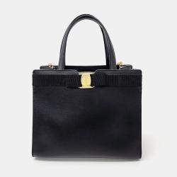 Salvatore Ferragamo Black Leather Bara tote and shoulder bag