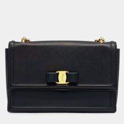 Salvatore Ferragamo Black Leather Barazini Crossbody Bag