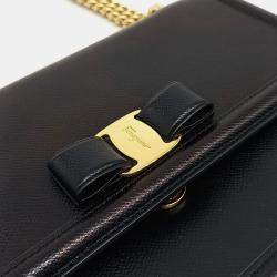 Salvatore Ferragamo Black Leather Barazini Crossbody Bag