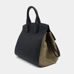Salvatore Ferragamo Beige Black Leather Studio Small Bag