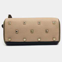 Salvatore Ferragamo Beige Black Leather Studio Small Bag