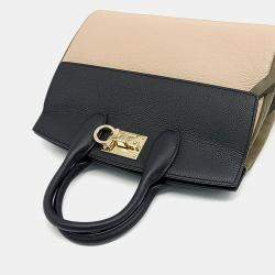 Salvatore Ferragamo Beige Black Leather Studio Small Bag
