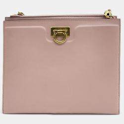Salvatore Ferragamo Pink Leather Trifolio Small Crossbody Bag