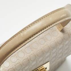 Salvatore Ferragamo Grey Signature Embossed Leather Gancini Top Handle Bag