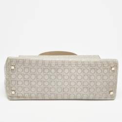 Salvatore Ferragamo Grey Signature Embossed Leather Gancini Top Handle Bag