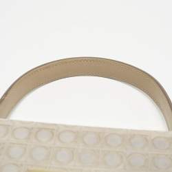 Salvatore Ferragamo Grey Signature Embossed Leather Gancini Top Handle Bag