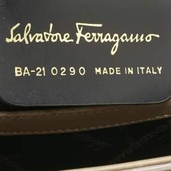 Salvatore Ferragamo Grey Signature Embossed Leather Gancini Top Handle Bag