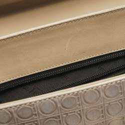 Salvatore Ferragamo Grey Signature Embossed Leather Gancini Top Handle Bag