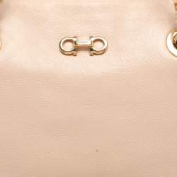 Salvatore Ferragamo Beige Leather Double Gancio Bag