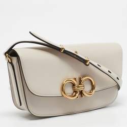 Salvatore Ferragamo Ivory Leather Trapezio Shoulder Bag