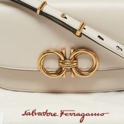 Salvatore Ferragamo Ivory Leather Trapezio Shoulder Bag