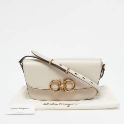 Salvatore Ferragamo Ivory Leather Trapezio Shoulder Bag