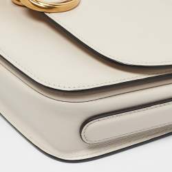 Salvatore Ferragamo Ivory Leather Trapezio Shoulder Bag