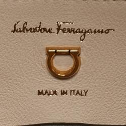 Salvatore Ferragamo Ivory Leather Trapezio Shoulder Bag