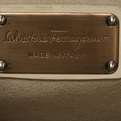 Salvatore Ferragamo Cream/Beige Lizard Gancini Chain Clutch