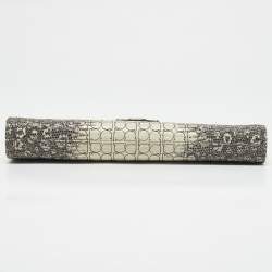 Salvatore Ferragamo Cream/Beige Lizard Gancini Chain Clutch