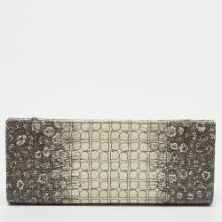 Salvatore Ferragamo Cream/Beige Lizard Gancini Chain Clutch
