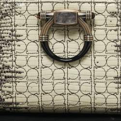 Salvatore Ferragamo Cream/Beige Lizard Gancini Chain Clutch