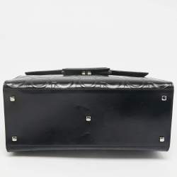 Salvatore Ferragamo Black Embossed Leather Gancini Top Handle Bag