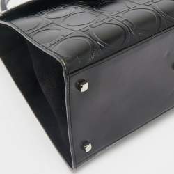 Salvatore Ferragamo Black Embossed Leather Gancini Top Handle Bag