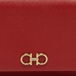 Salvatore Ferragamo Red Leather Mini Gancini Top Handle Bag