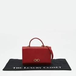Salvatore Ferragamo Red Leather Mini Gancini Top Handle Bag