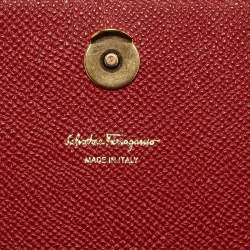 Salvatore Ferragamo Red Leather Mini Gancini Top Handle Bag
