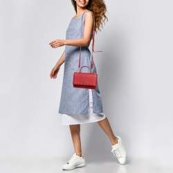 Salvatore Ferragamo Red Leather Mini Gancini Top Handle Bag
