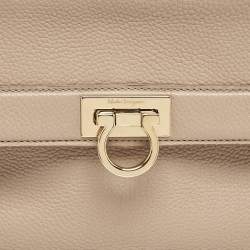 Salvatore Ferragamo Beige Leather Small Sofia Top Handle Bag