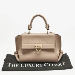 Salvatore Ferragamo Beige Leather Small Sofia Top Handle Bag