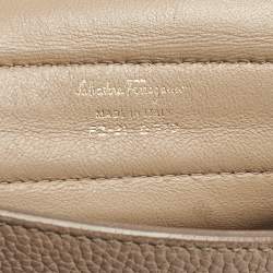 Salvatore Ferragamo Beige Leather Small Sofia Top Handle Bag