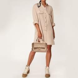 Salvatore Ferragamo Beige Leather Small Sofia Top Handle Bag