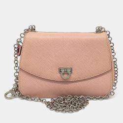 Salvatore Ferragamo Pink Leather Gancini Chain Crossbody Bag